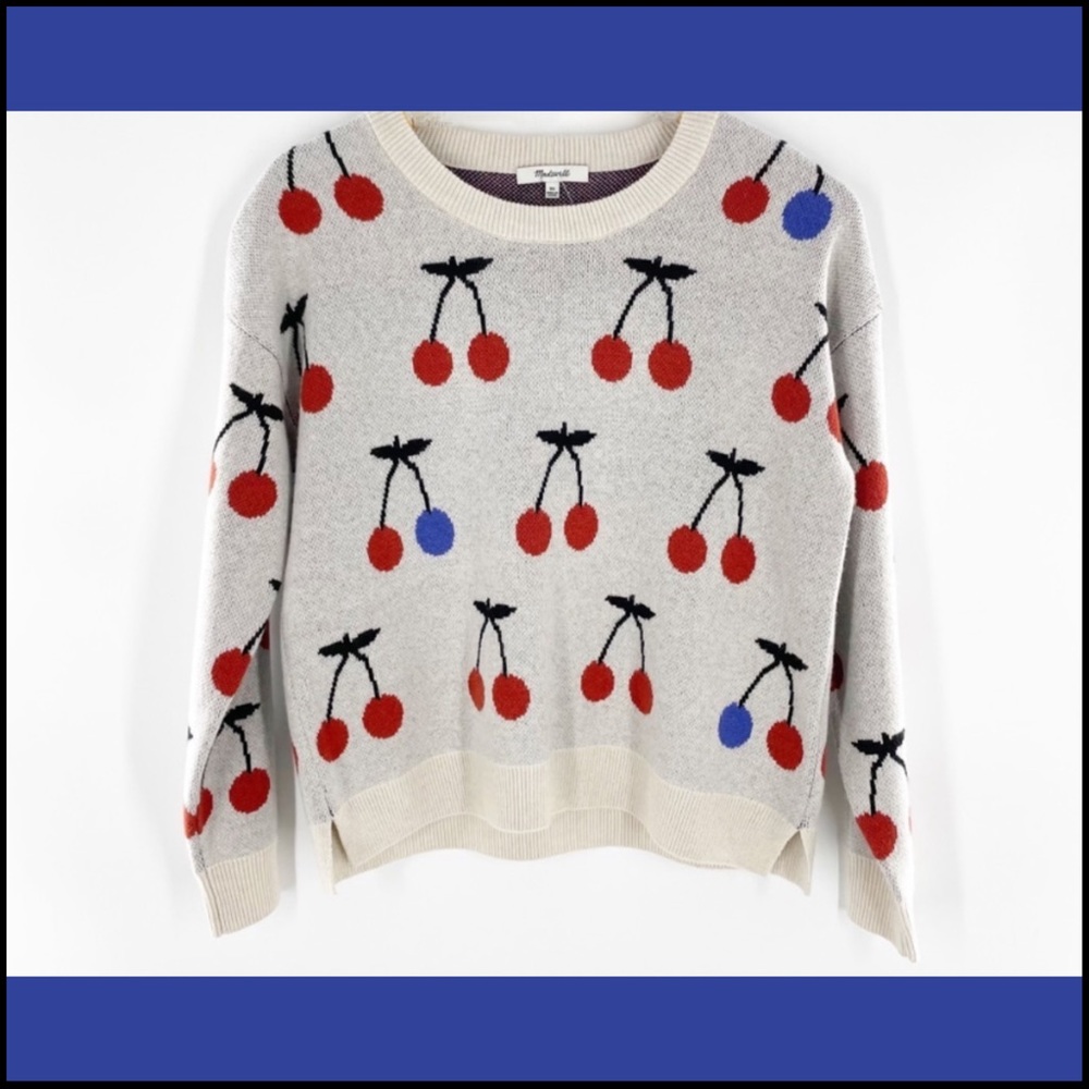 MADEWELL CHERRY JACQUARD PULLOVER SWEATER XS - Picture 8 of 14